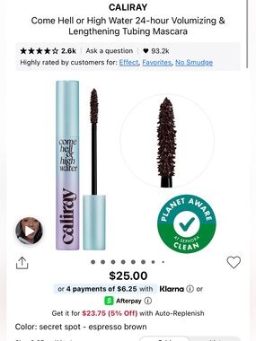 Caliray “come hell or high water” mascara